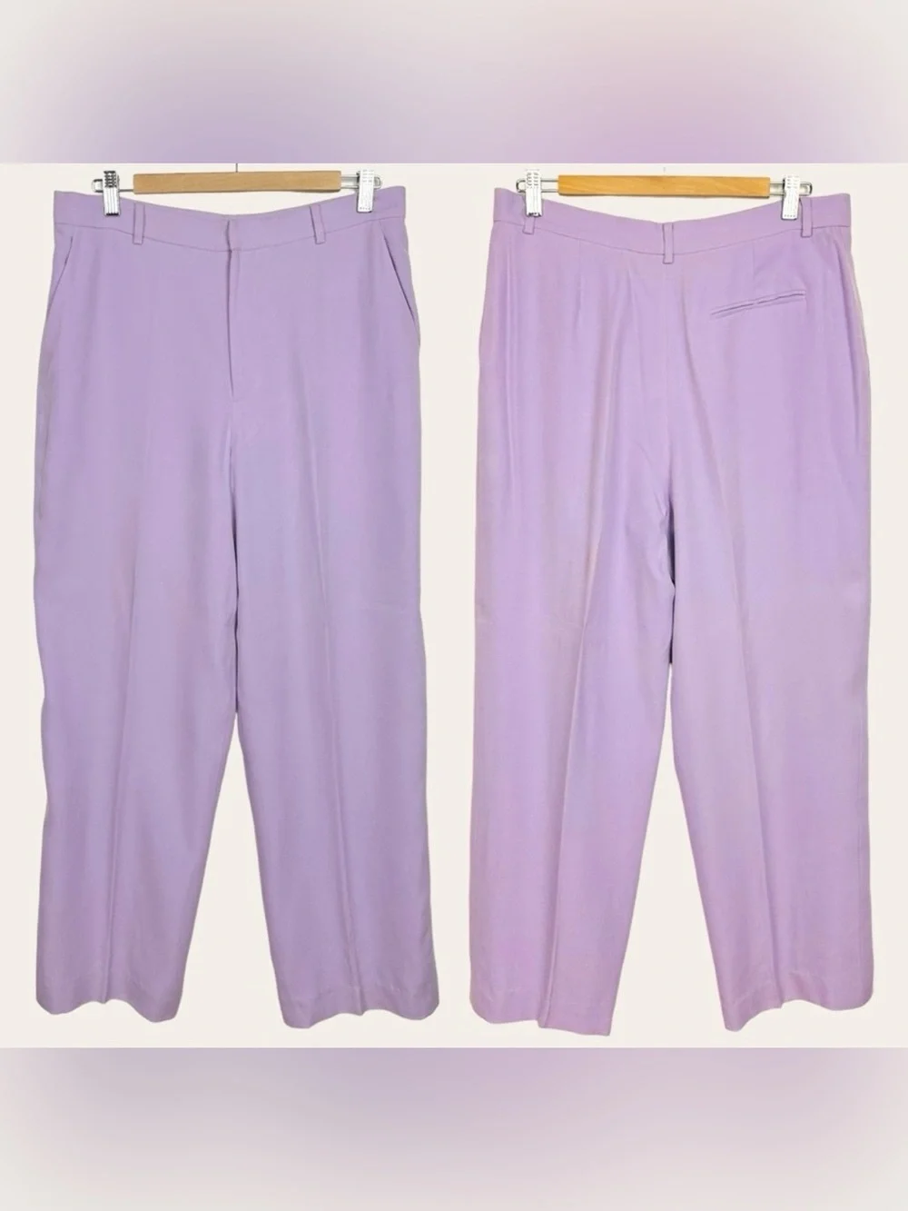 Ralph Lauren 100% Silk Tailored Lavender High Waist Wide Leg Blazer Pant Suit-14 - Picture 3 of 4